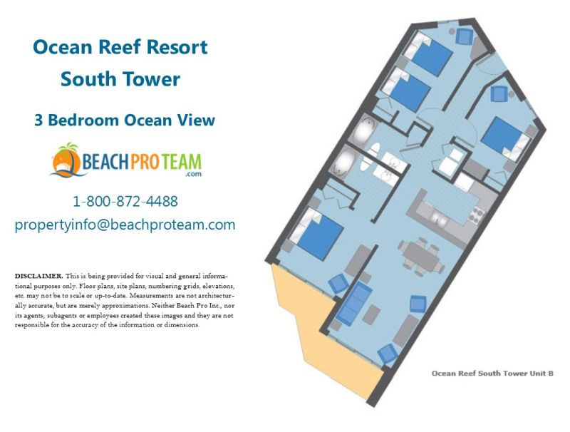 Ocean Reef South Tower Floor Plan B - 3 Bedroom Ocean View